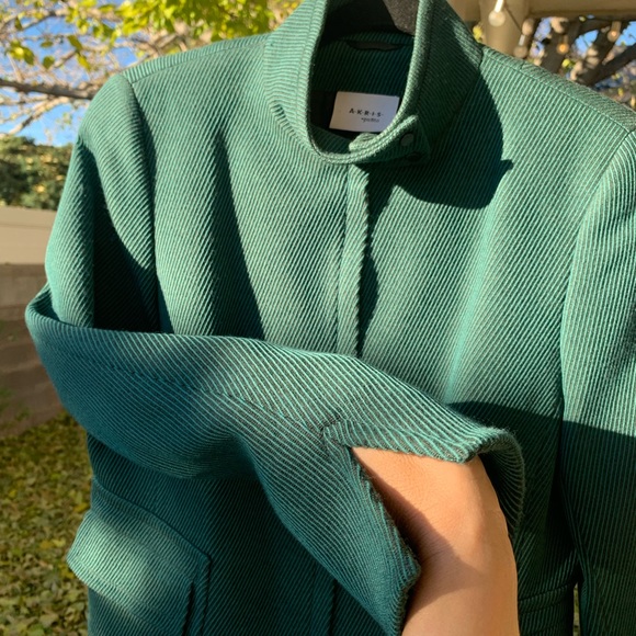 AKRIS green 100% wool zipper jacket size 10 - Picture 4 of 16